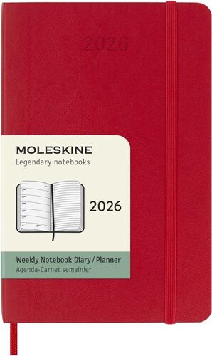 AGENDA MOLESKINE 2026 SEMANAL POCKET ROJO ESCARLATA TAPA BLANDA
