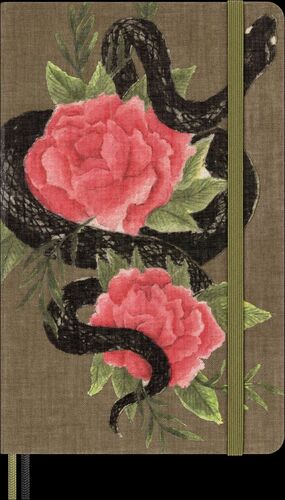 LIBRETA SERPIENTE CON ROSAS GRANDE HOJA RAYADA TAPA DURA