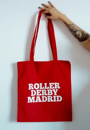 TOTE BAG ROLLER DERBY LETRAS ROJA